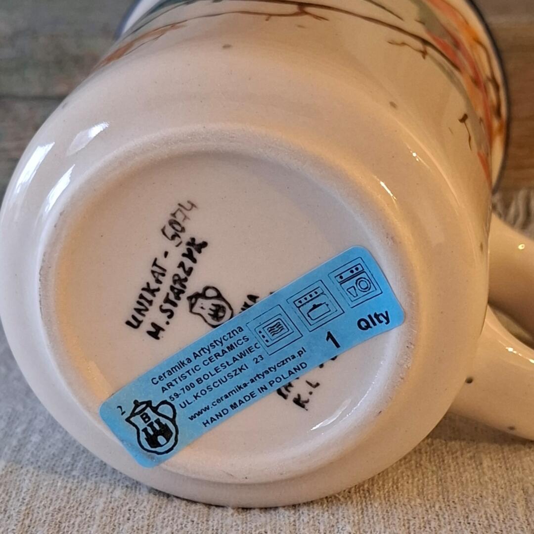 CA 236-U5074 Bunzlau Rechte mok met groot oor 300ml Unikat by Maria Starzyk - Afbeelding 3