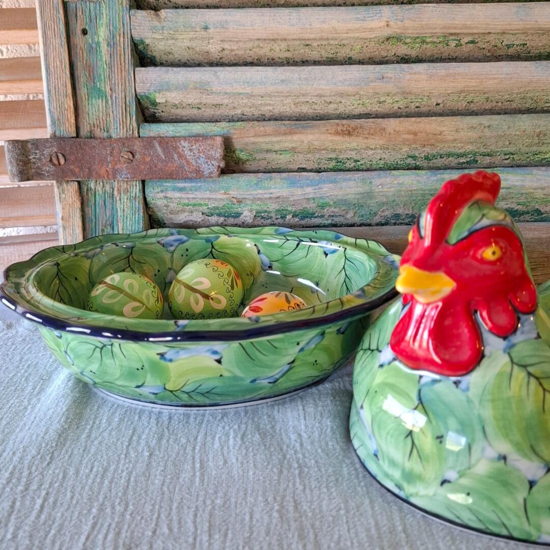 CA D43-U5192 Bunzlau Grote Kipschaal 2-delig Unikat by Teresa Liana - Afbeelding 4