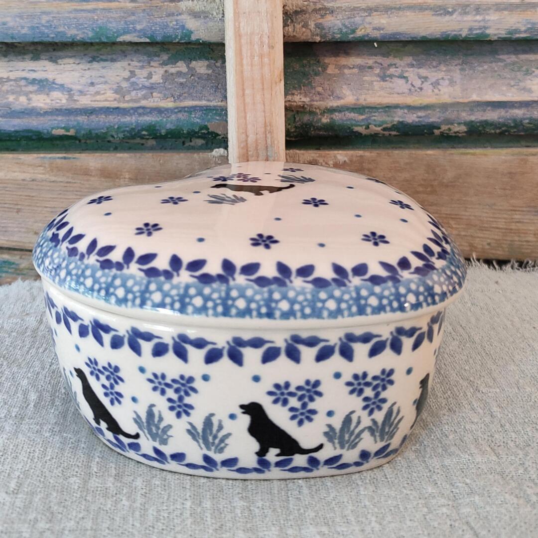 CA 143-2856x Bunzlau hartvormig schaaltje met deksel BC Puppy - Afbeelding 2