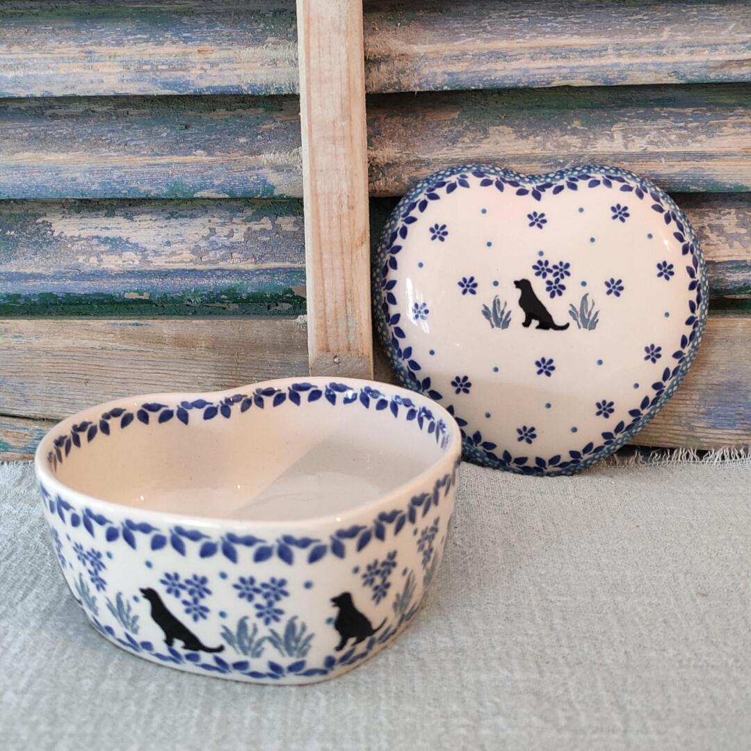 CA 143-2856x Bunzlau hartvormig schaaltje met deksel BC Puppy - Afbeelding 3