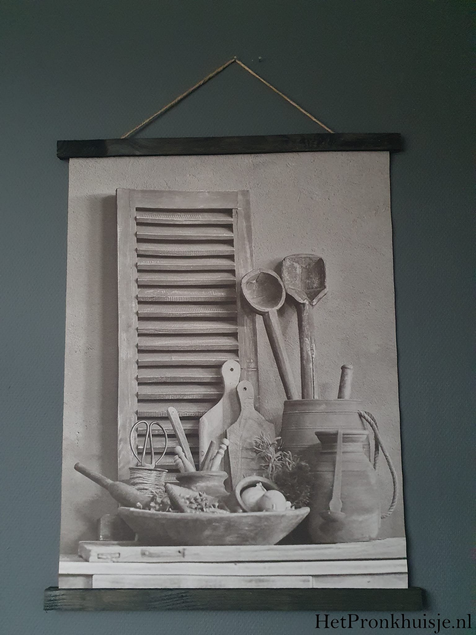 Wanddoek. Luik met Nepalese potten - Afbeelding 2